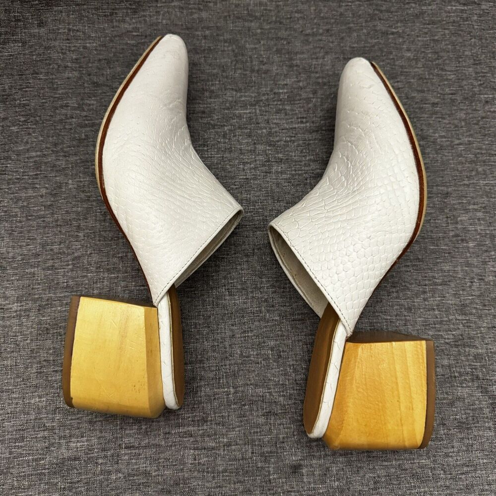 James Smith Leather White Mules style Snake Size 37 Us 6 - Picture 4 of 8